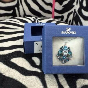 Swarovski Teal and Silver Crystal Necklace